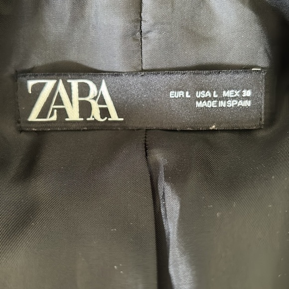 Zara Black Roll Button Sleeve Open Front Blazer Jacket - L - Picture 13 of 16
